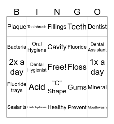 Dental Hygiene Bingo Card