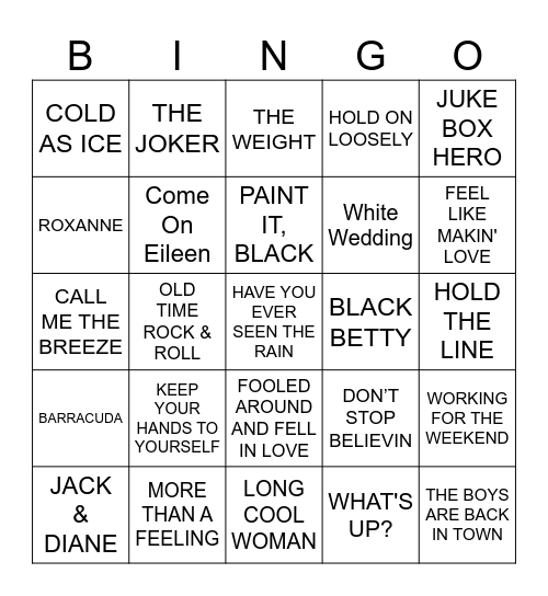CLASSIC ROCK! Bingo Card
