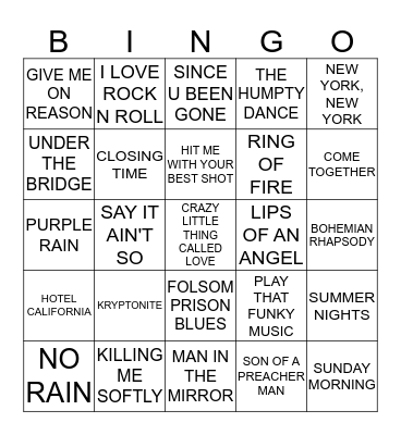 TOP KARAOKE HITS Bingo Card