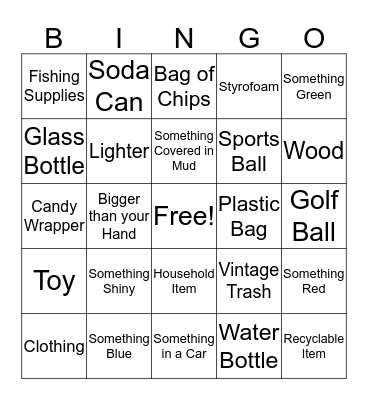 Clean-Up Bingo Card