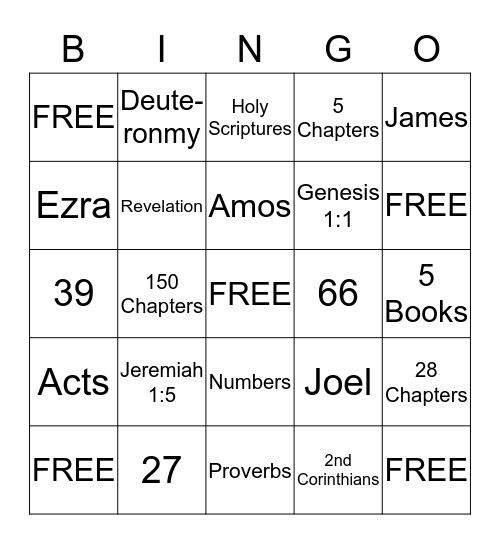 THE BIBLE BINGO Card