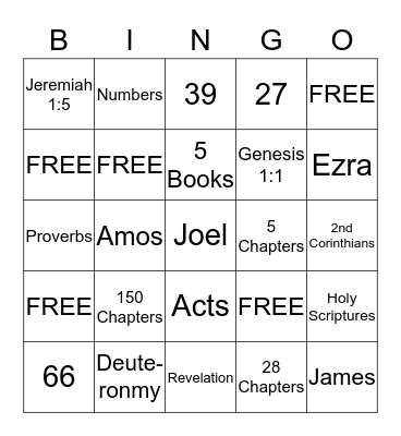 THE BIBLE BINGO Card