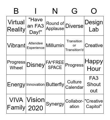 Vision Day Bingo Card