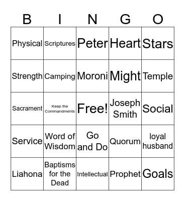 Deacon Bingo Card