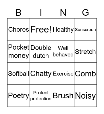 Unit 16 & 17 Bingo Card