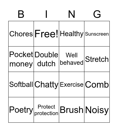 Unit 16 & 17 Bingo Card