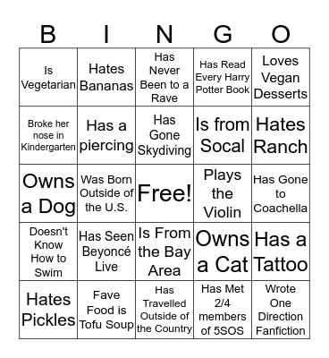 What Sister Am I? Bingo Card