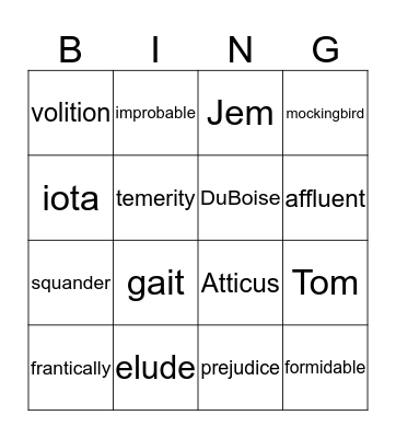 TKaM Bingo Card