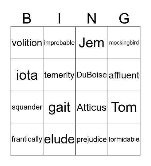 TKaM Bingo Card