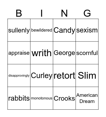 OMM Vocab Bingo Card