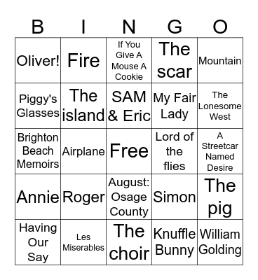 Cardinal Stage Bingo Card