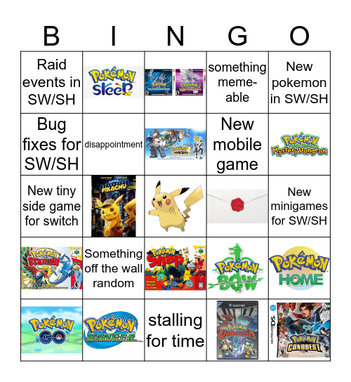Pokemon Direct 1-9-20 Bingo Card