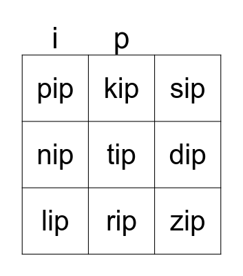 ip Family Bingo Card