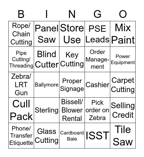 LOWE'S BINGO Card