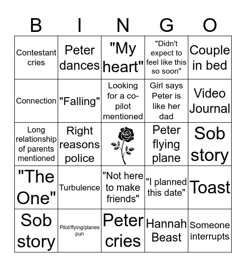 Bachelor 2020 Bingo Card