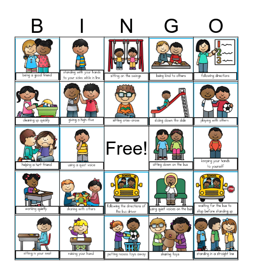School Rules Bingo Card