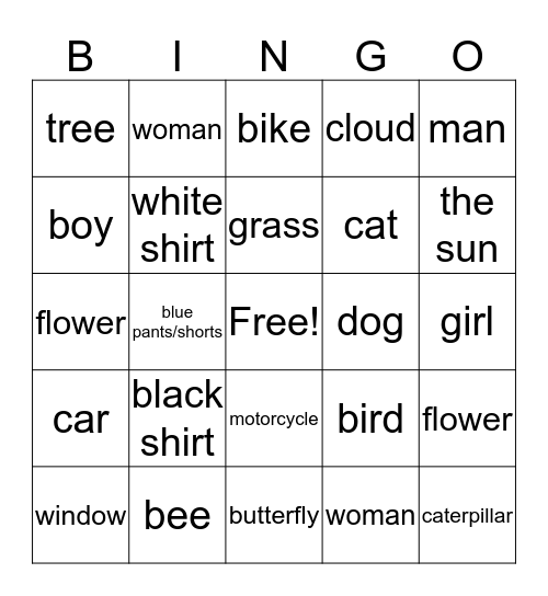 Outside Bingo Card