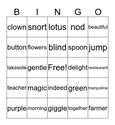 WORDS! Bingo Card