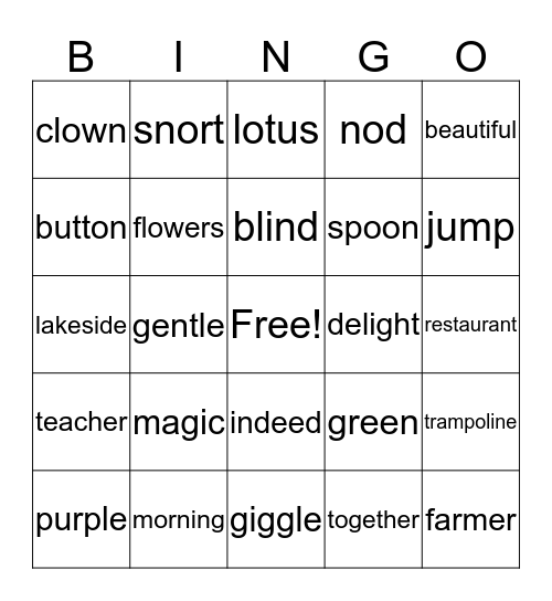 WORDS! Bingo Card