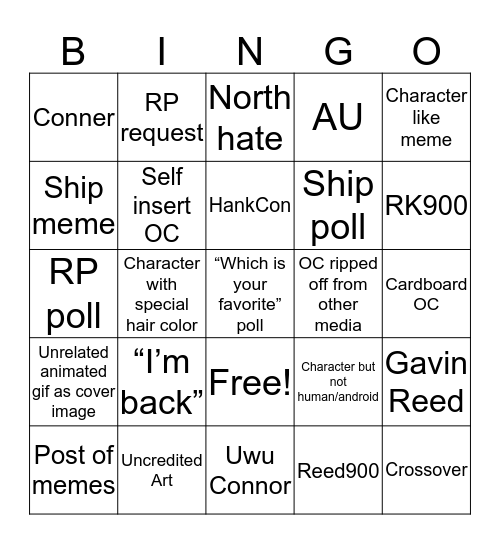 DBH Amino Bingo Card