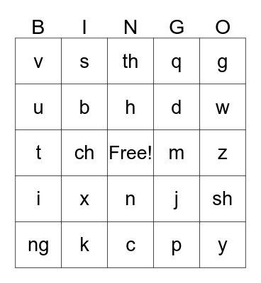 Fun with Phonics Bingo Card