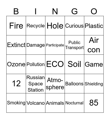 Eco Class BINGO Card