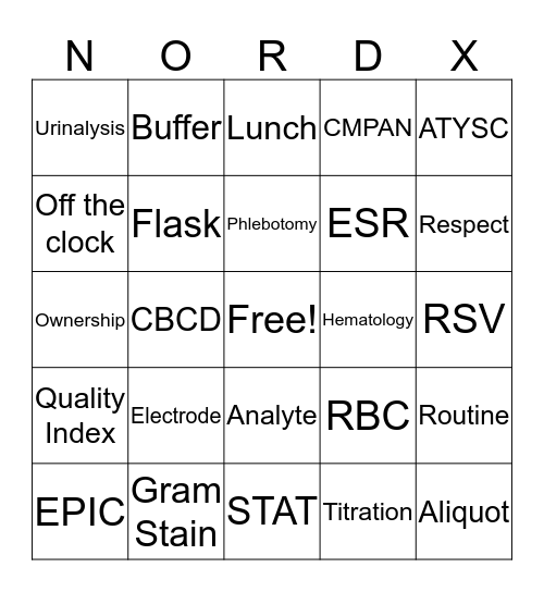 Lab Week 2020 Bingo Card