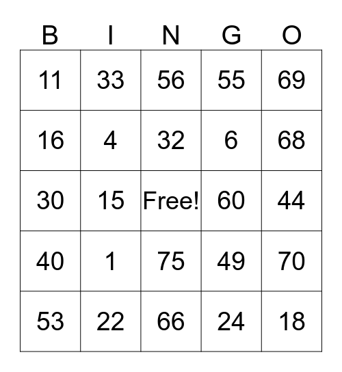 Blough's Bingo Card