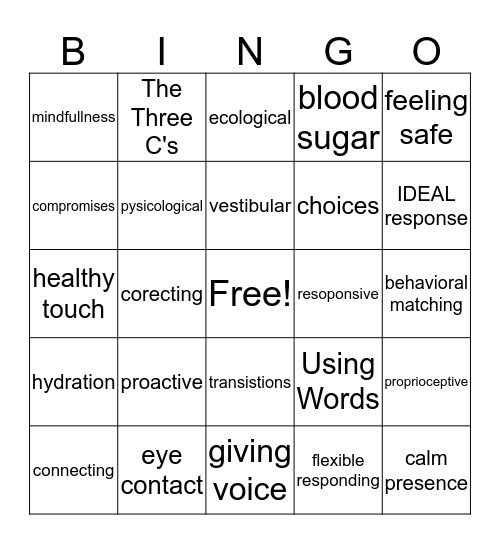 TBRI BINGO Card