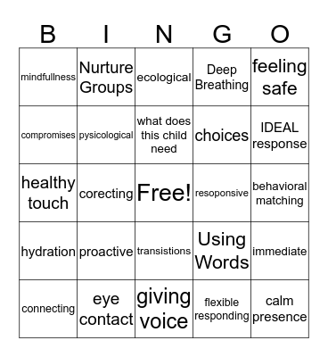 TBRI BINGO Card