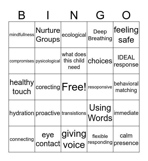 TBRI BINGO Card