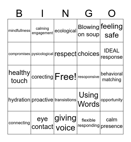 TBRI BINGO Card