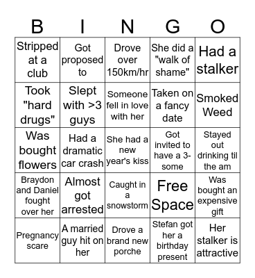 Stefana's Crazy Summer Bingo Card