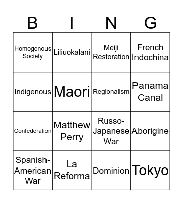 New Global Patterns Bingo Card