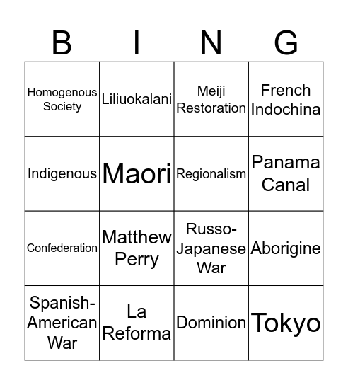 New Global Patterns Bingo Card