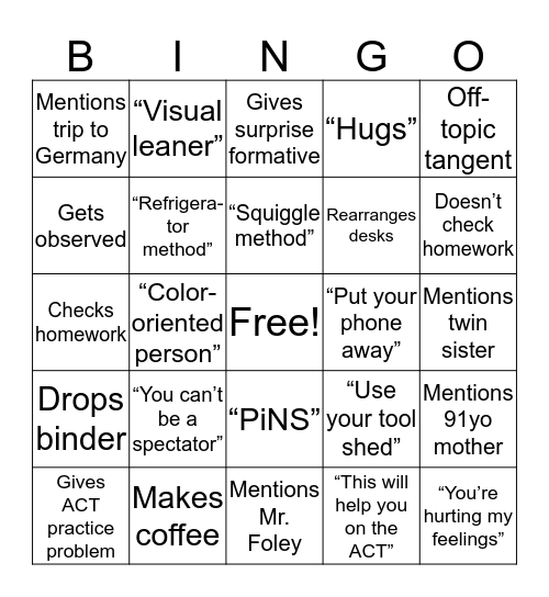 Dingo Bingo Card
