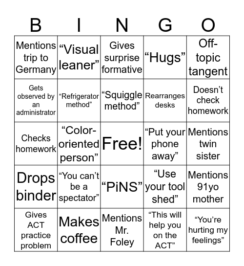 Dingo Bingo Card