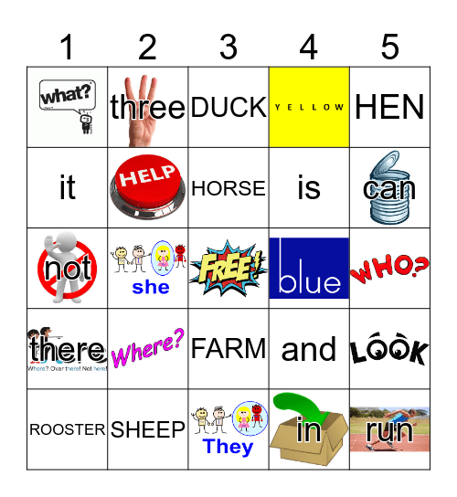 Sight Words Bingo Card