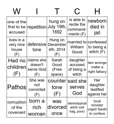 Sarah Good Bingo! Bingo Card