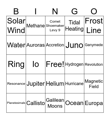 Jupiter Bingo Card