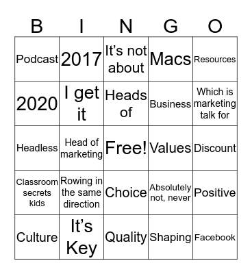 Classroom Secrets Bingo Card