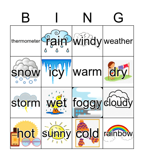 Weather Bingo Card