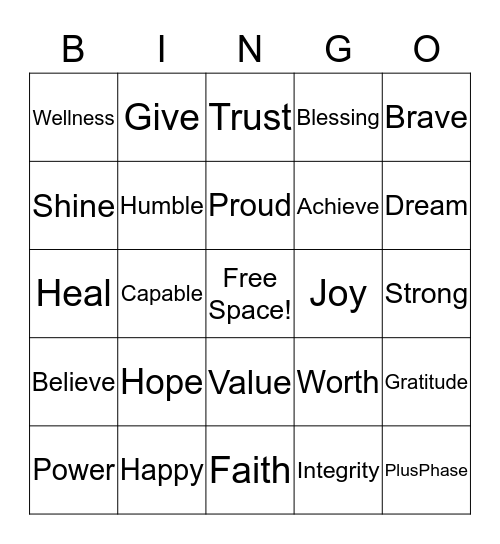 PLUSPHASE Bingo Card