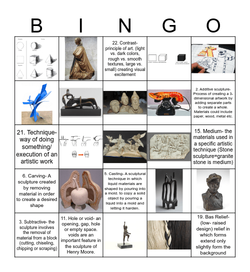 3D Design-2 Day 1 notes Bingo Game Bingo Card