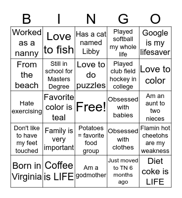 Get to know the Counselor  Bingo Card