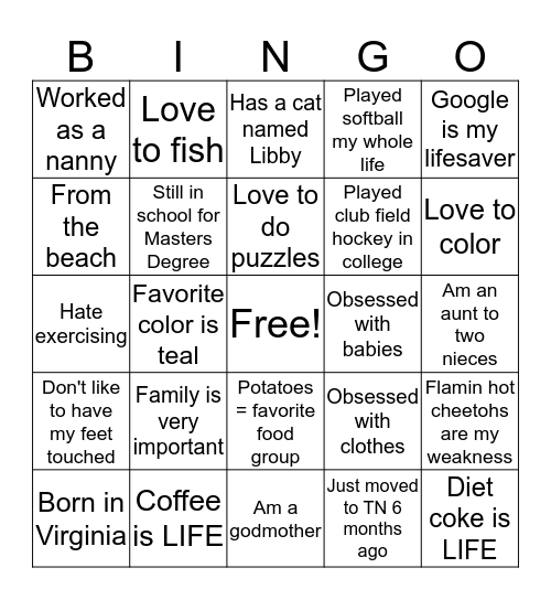 Get to know the Counselor  Bingo Card