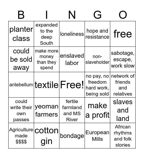 Southern Life Bingo Card