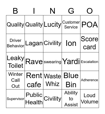 SFCC Bingo Card