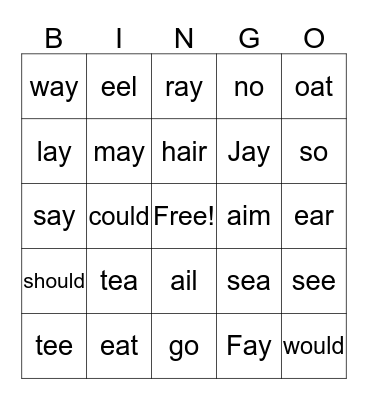 Open PBJ and Review Bingo Card