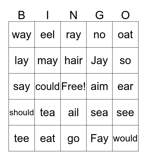 Open PBJ and Review Bingo Card